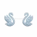 Swan blue swan white gold earrings