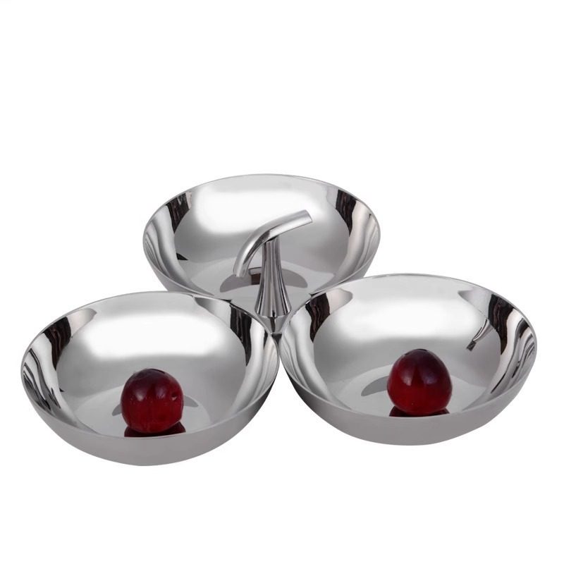 304 stainless steel snack dish penguin shaped handle three-head snack rack fruit dish upscale restaurant bar KTV snack bowl