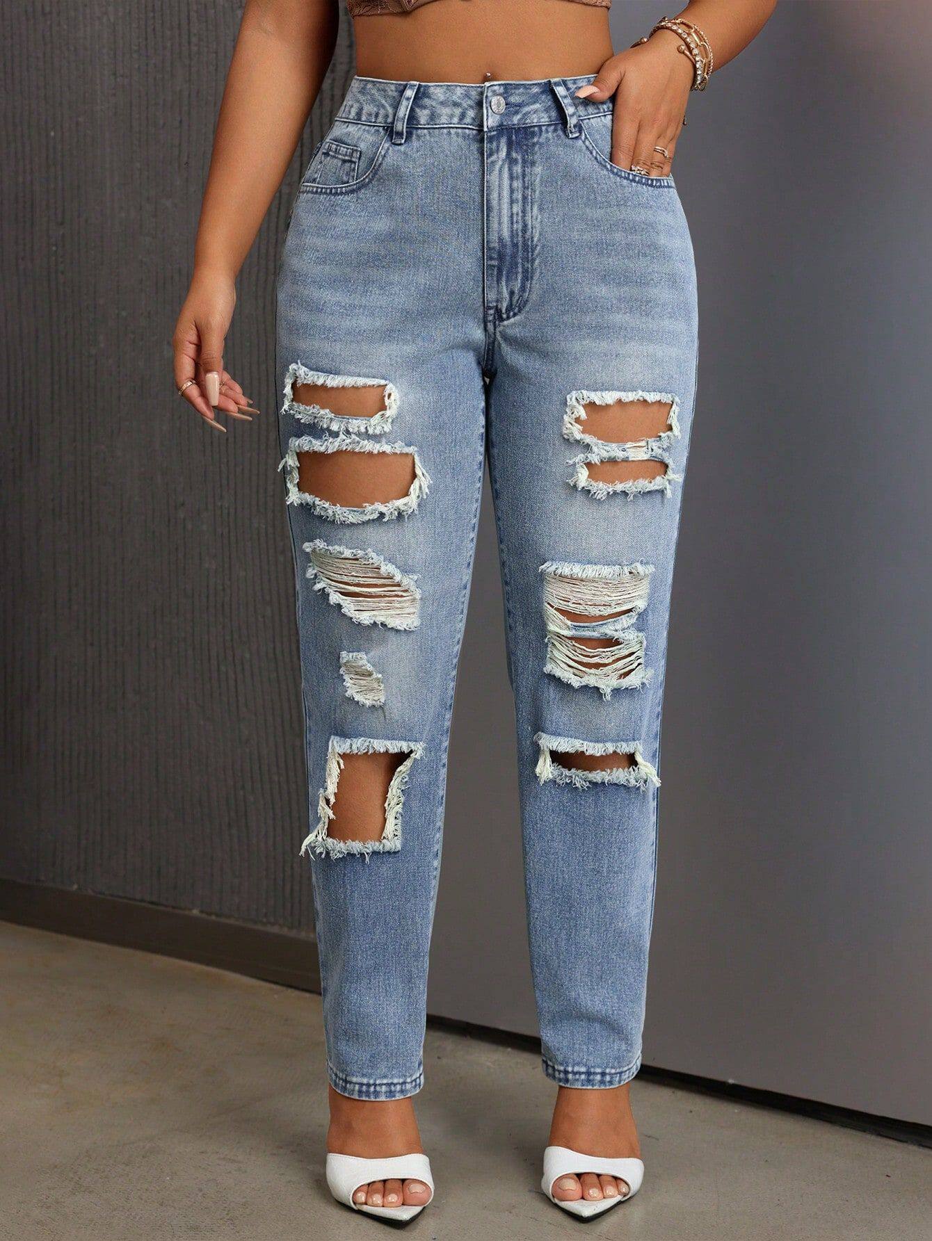 Womens Slim Fit Ripped Jeans Versatile Stylish Comfortable Casual Wear for Everyday Use Ready to Ship