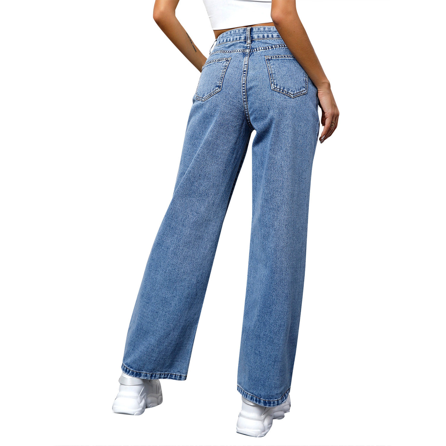 High Waisted Wide Leg Jeans Loose Fit Slimming Design Casual Style Perfect for Everyday Wear Wholesale Available