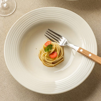 Preferential High-value Embossed Straw Hat Plate Solid Color Ceramic Plate Western-style Pasta Plate Dessert Plate Household Tableware Dish