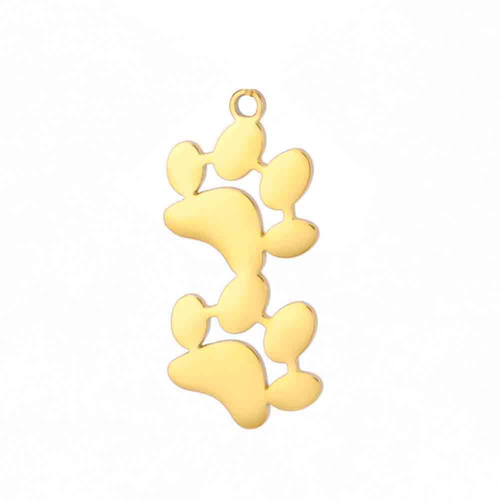 hot sale stainless steel paw charm animal cat dog handmade pendant diy necklace bracelet jewelry manufacture wholesale