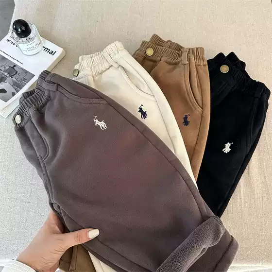 Boys' 2026 Autumn and Winter Casual Pants, Toddler Pants, Boys' Fleece-Lined Stretchy Long Pants, Stylish and Thickened
