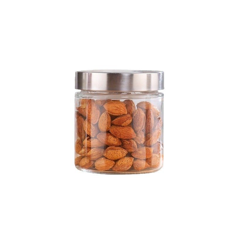Stainless Steel Lid Glass Sealed Storage Jar Household Grain Storage Jar Snack Candy Tangerine Peel Storage Jar