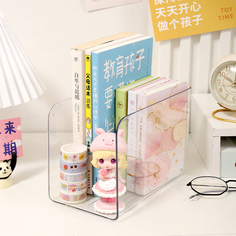 Book stand file holder acrylic desktop transparent bookshelf stand fixed book book holder Desktop Storage Box storage rack