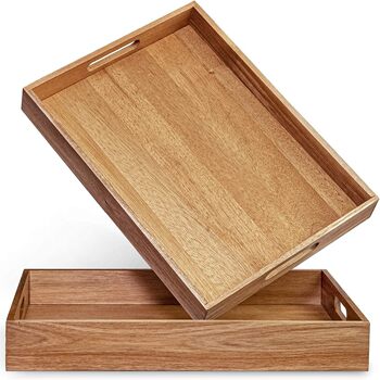 Japanese-Style Wooden Tea Tray Solid Wood Coffee Breakfast Tray Restaurant Rectangular Snack Fruit Tea Ceremony Tray in Stock