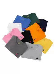 Cross-Border Trendy Brand Raff Short-Sleeve Summer Pure Cotton Round Neck Short-Sleeve Unisex Couple Versatile Embroidered Pony Logo T-Shirt