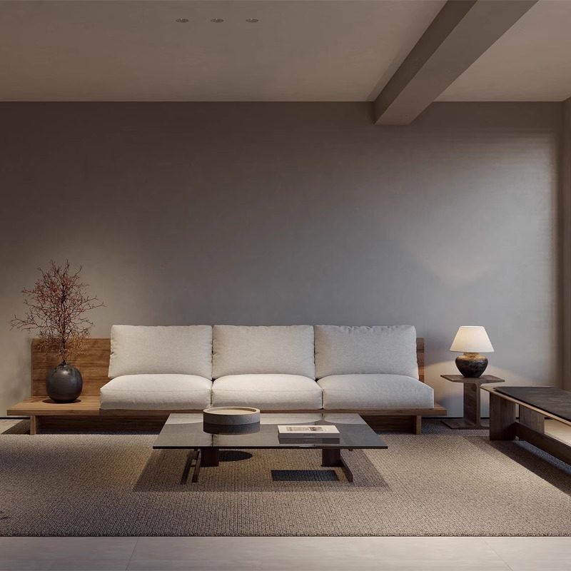 ยุคกลางนักออกแบบ Minimalist โซฟาไม้เนื้อแข็ง Nordic Light หร...