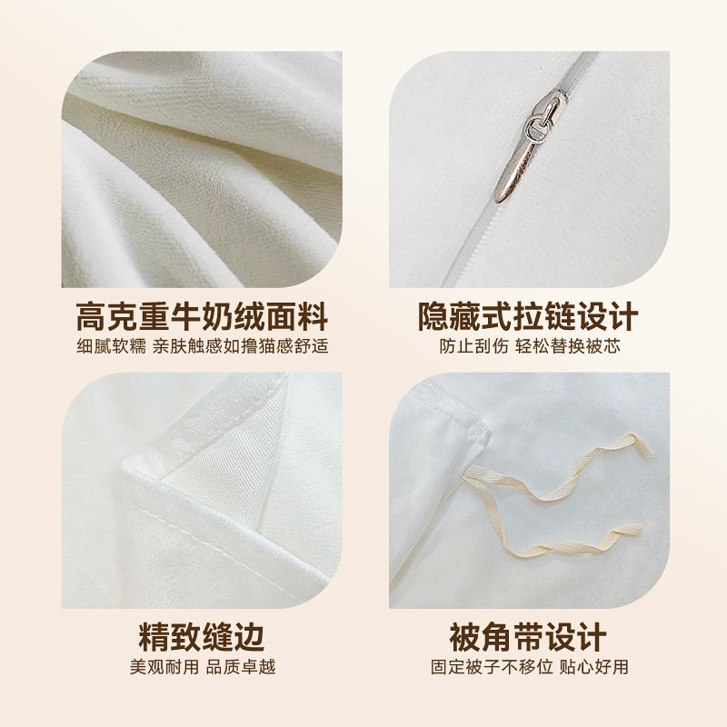 Milk Velvet Warm and Skin-Friendly Four-Piece Set Customized Fleece-Lined and Thickeneded Autumn and Winter Crystal Velvet Quilt Cover Bed Sheetss Source Factory