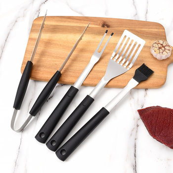 Stainless Steel Outdoor Barbecue Tools Food Holder Barbecue Brush Barbecue Shovel Fork Portable Camping Equipment BBQ Baking Tool
