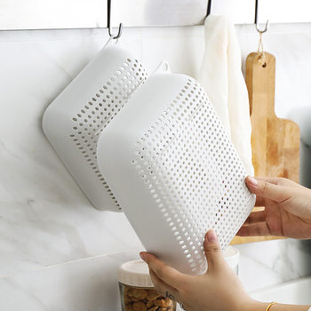 Draining Basket Plastic Washing Basket Wholesale Kitchen Draining Basket Draining Basket Draining Water Hollow Fruit Storage Basket Three-piece Set