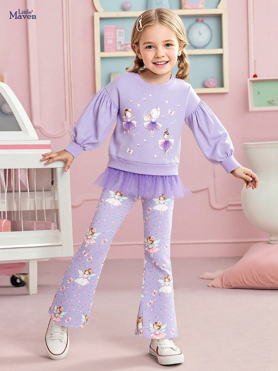 Girls' Autumn Long-Sleeve Cute Set from Source Factory, Cartoon Sweet Kids' Wear