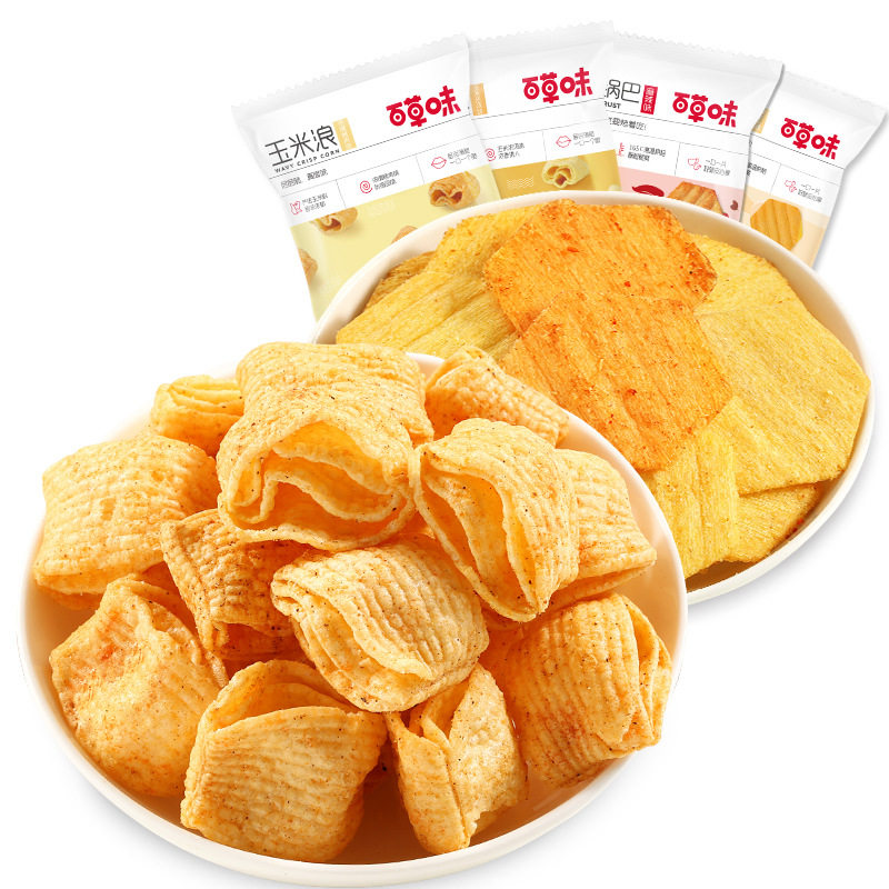 Baicao Flavor Corn Wave 40g Corn Potato Chips Internet Celebrity Office Puffed Casual Snacks