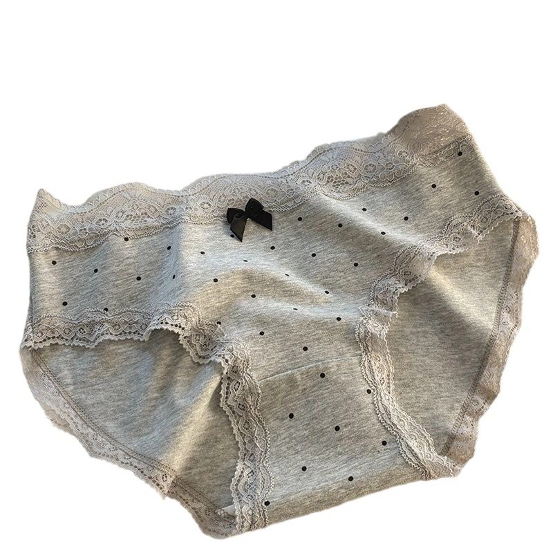 French Retro Sexy Underwear Women's Pure Cotton Antibacterial Bottom Girl's Cream Polo Dot Underwear Women's Briefs