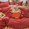 2026 New Style Pure Cotton Thickeneded Brushed Embroidered Four-Piece Set Cartoon Cute Cotton Student Dormitory Three-Piece Set