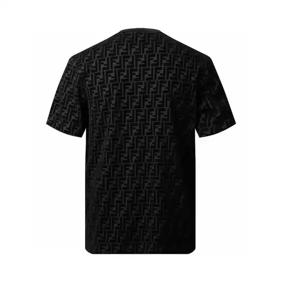 Good Quality Threaded Double F Letter Flocking Men's Men's Round Neck Top Short Sleeve T-Shirt Men's Thirt