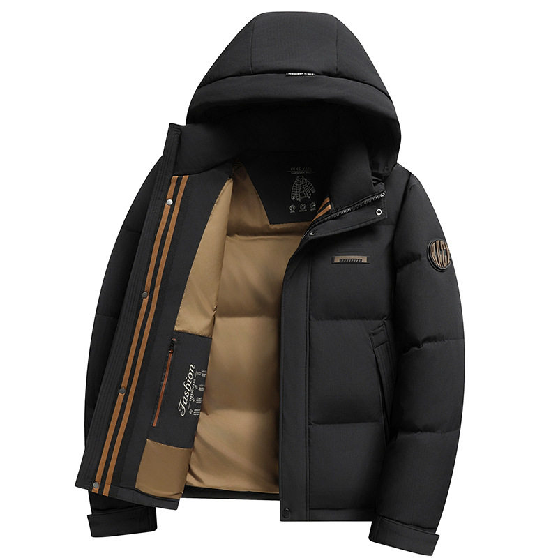 2025 Winter New Men's Outdoor Casual down Jacket Hooded Simple Versatile Warm Thickened down Coat Trendy