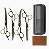 Pet Grooming Scissors Set for Cats and Dogs, Specialized Hair Trimming Tools, Black and Gold Curved Scissors for Pet Hair Cutting