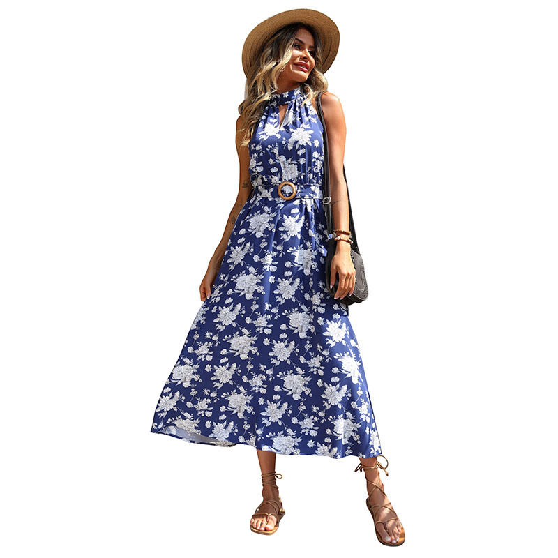 Summer Womens Dress Sleeveless Halter Neck Floral Print Casual or Beachwear Wholesale Available