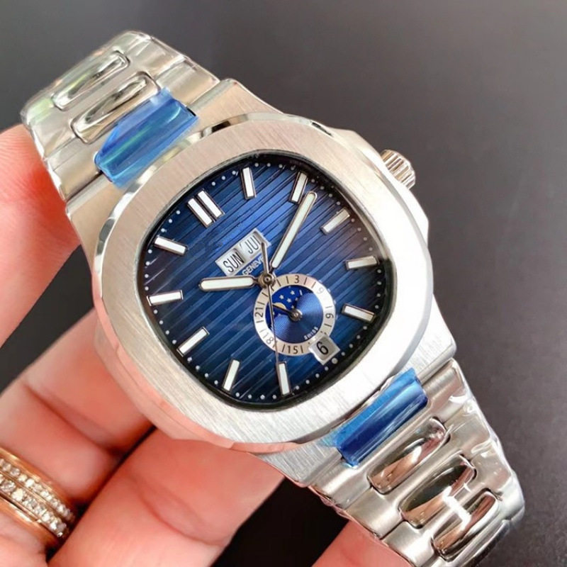 Brand Nautilus Series Multifunctional Men's Mechanical Watch Calendar Simple Business Waterproof Steel Band Watch for Men