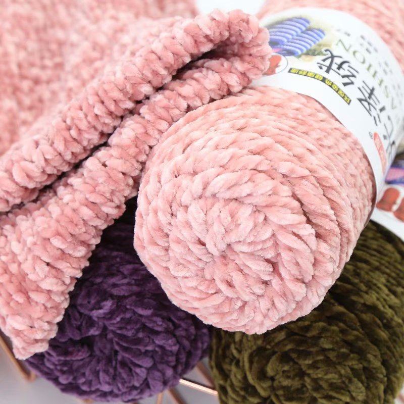 Three-strand glossy fluff thread medium thick thread hand-woven cotton shoes scarf hook shoes hat ice strip thread gold velvet wool