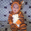 Full Moon Clothing Ins Popular Tiger-Shaped Hooded with Tail Long-Sleeved Rompers Directly Supplied with Round Neck for Infants and Young Children