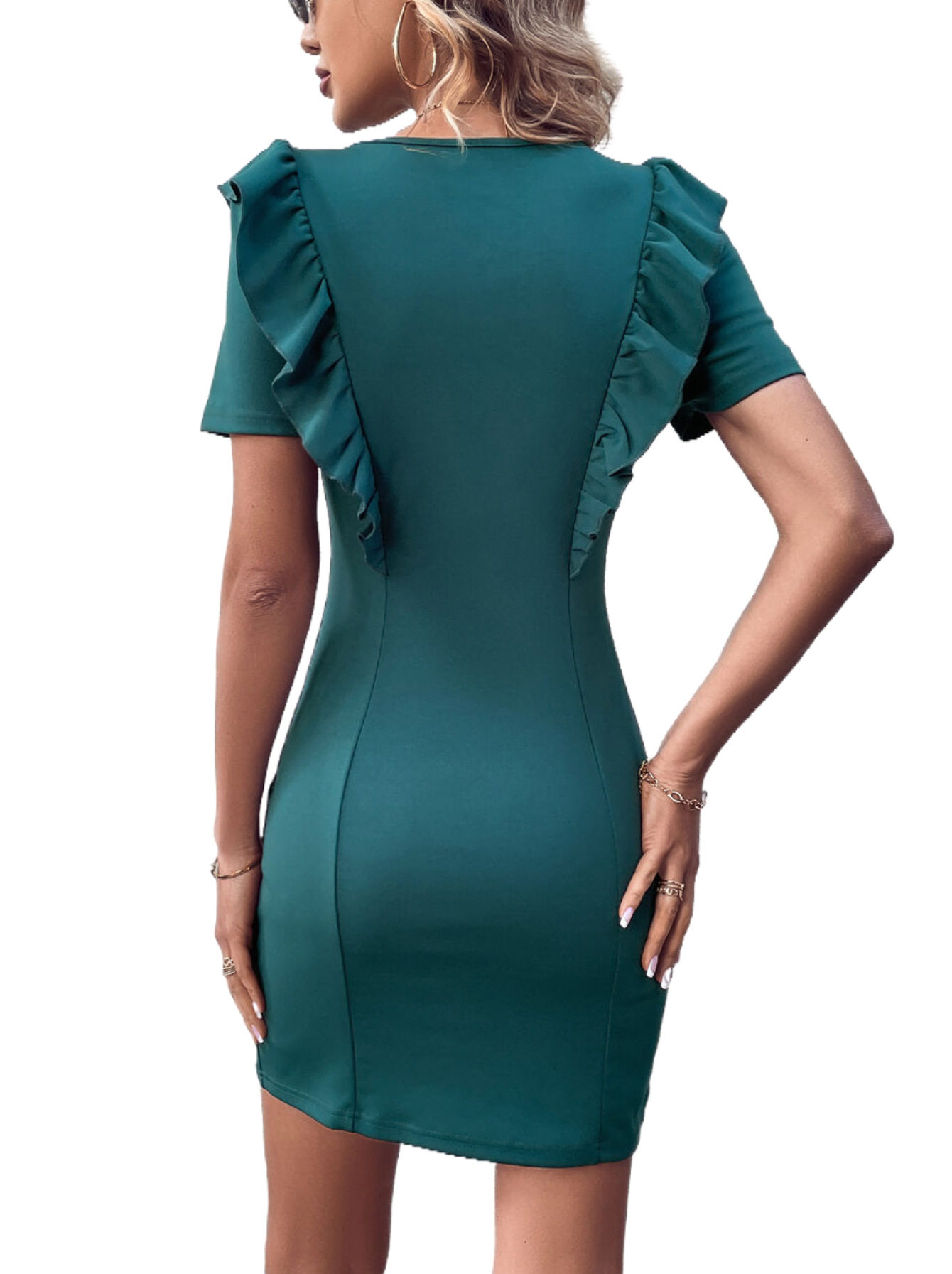 Ruffle Hem Bodycon Mini Dress Slim Fit Elegant Design Comfortable Fabric Perfect for Parties or Casual Outings