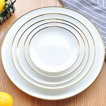 Light Luxury Phnom Penh Plate Dessert Western Food Plate Sushi Flat Plate Cake Plate New Bone China Phnom Penh Plate Household Steak Plate