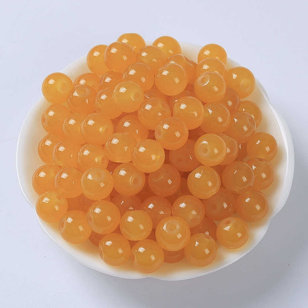 玻璃仿玉圆珠纯色散珠手工diy玉髓手链项链散珠子琉璃珠饰品配件
