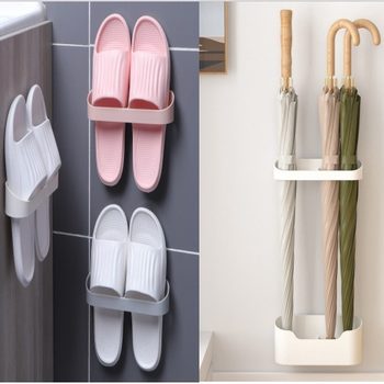 Light Luxury Bathroom Slipper Storage Rack, Bathroom Shoe Drain Rack, Wall-Mounted Umbrella Storage Rack Behind Home Door
