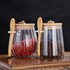 Household Transparent Glass Canister for Kitchen Grains, Sealed Jar Made of High Borosilicate Glass with Lid and Spoon for Storage