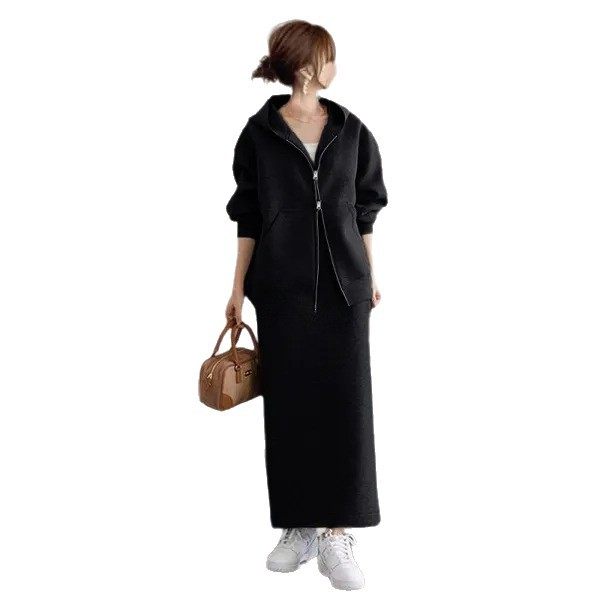 High-Quality Foreign Trade 2026 Spring and Autumn New Style Women's Set: Hooded Zip-Up Sweatshirt Jacket + Casual Skirt Two-Piece Set