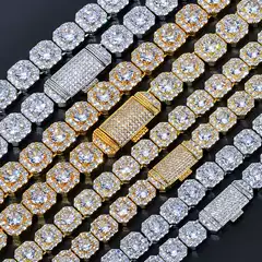 10Mm12Mm925 Silver Vvs Moissanite Rock Candy Hip-Hop Chain Hip-Hop Jewelry Men and Women Luxury Gifts