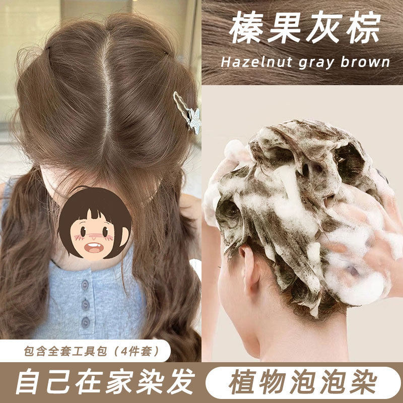 Hazelnut Gray Brown Bubble Hair Dye Internet Celebrity 2025 Popular Color Plant Hot Style Hair Dye at Home Wholesale