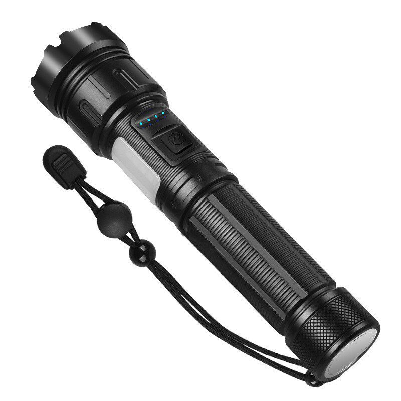 Cross-Border New Strong Light Flashlight Outdoor Charging Zoom Long-Range Side Light Multi-Function Led High-Power Portable