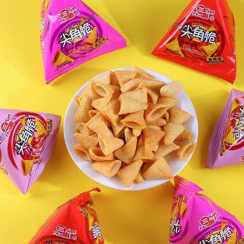 Sharp crispy puffed snacks puffed food Haidilao with snacks wholesale whole box wholesale postage a generation of hair