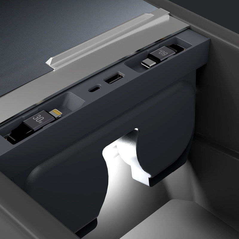 Suitable for Tesla Docking Station Version Model 3/Y Retractable Cable Charger Car Charger Sliding Cover Car-Mounted Retractable Fast Charger