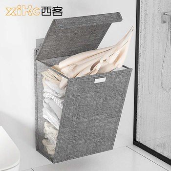 Multifunctional Foldableable Dirty Clothes Basket, Large Capacity Dust-Proof Toy Clothes Storage Basket with Lid, Wall-Mounted Storage Artifact