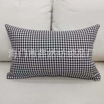 Houndstooth Sofa Pillow Rectangular Waist Protection Cushion Pillowcase Nordic Style Chair Backrest Cotton Linen Decorative Backrest