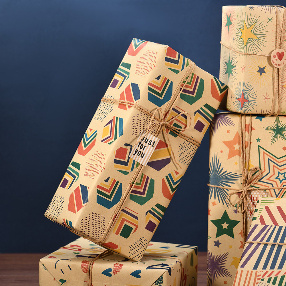 Amazon New Vintage Kraft Wrapping Paper Valentine's Day Birthday Gift Wrapping Paper suit Wholesale