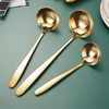 Stainless steel hot pot spoon colander thickened golden long handle soup shell household hot pot cooking kitchenware soup spoon colander wholesale