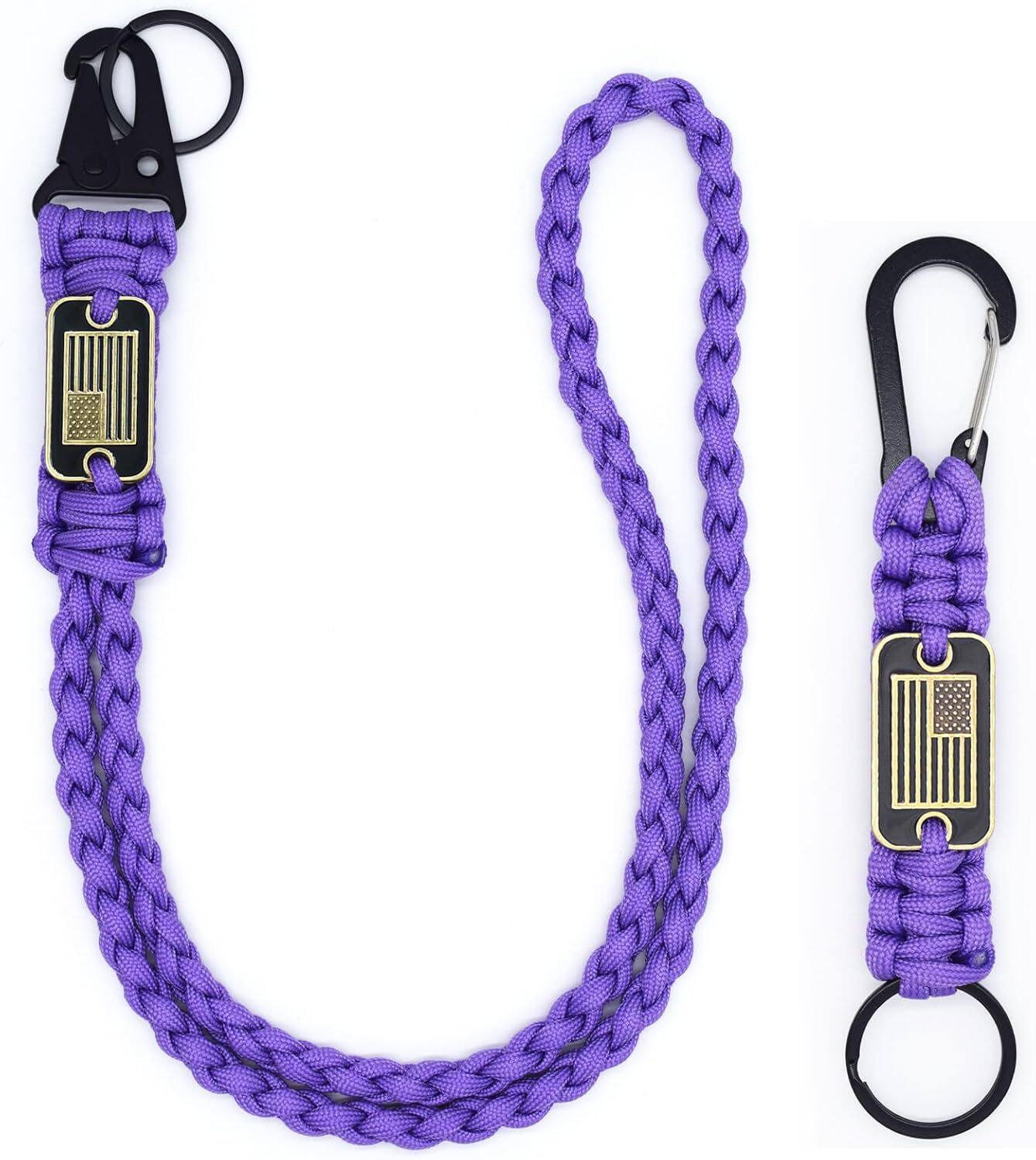 重型编织伞绳挂绳钥匙扣带美国国旗编织坚固挂绳适合户外活动旅行