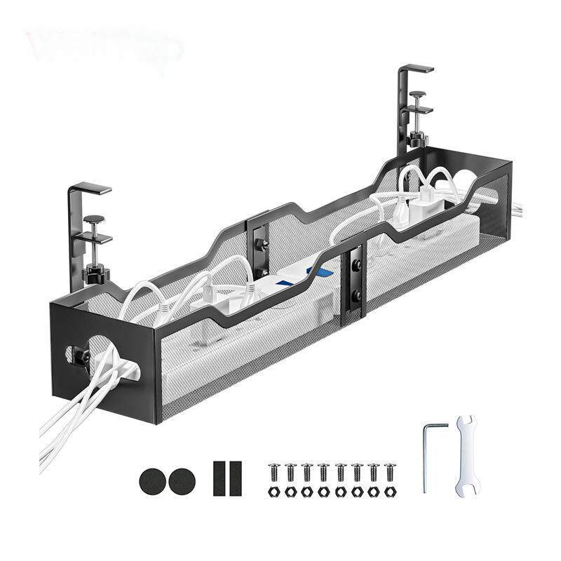 Amazon in stock Punch-free Office Iron Table Storage Hanging Basket Office Adjustable Table Rack