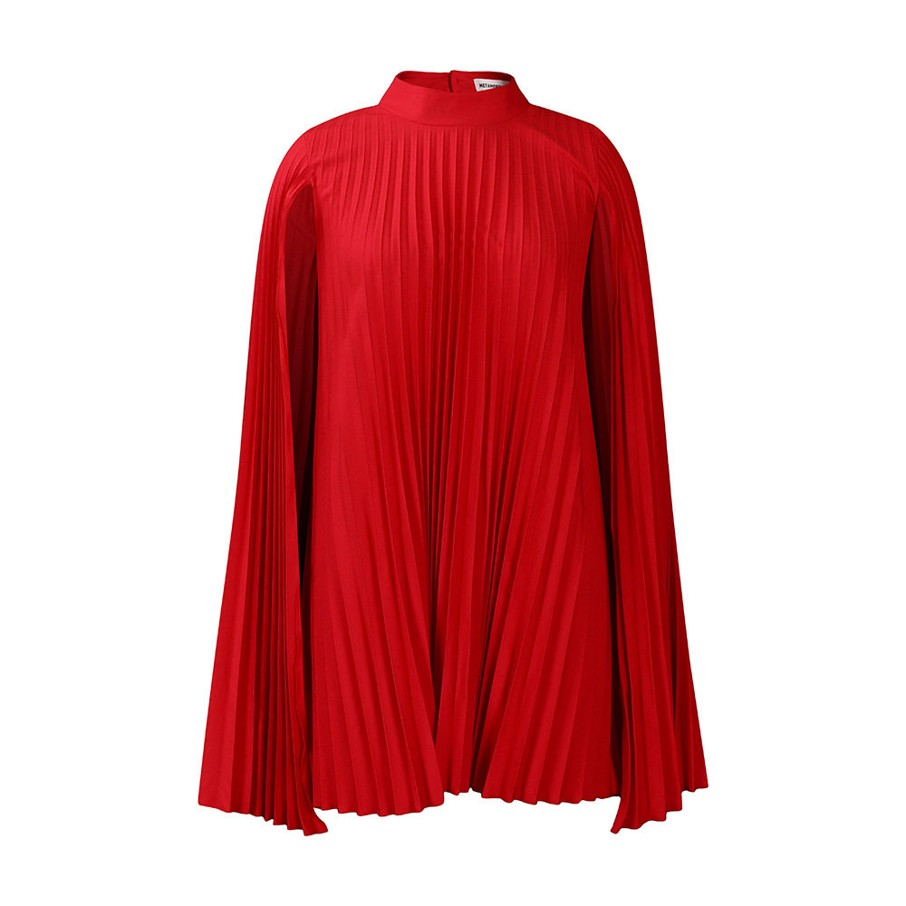 Plus Size Batwing Sleeve Dress Fashionable Loose Fit Pleated Design Elegant Style Spring Collection Wholesale