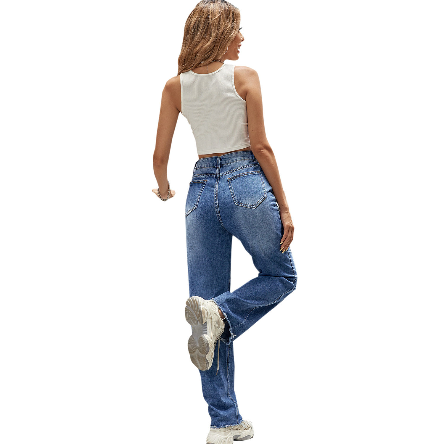 High Waisted Flared Jeans for Women Slim Fit Comfortable Stretch Trendy Design Casual Wear Everyday Style