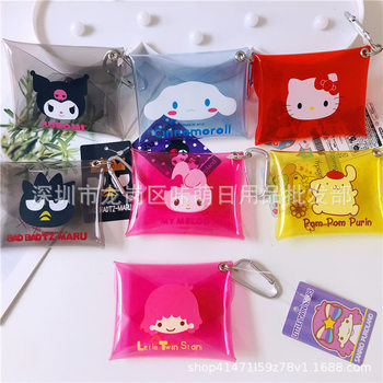 Japanese New Cute Jelly Coin Purse Kulomi PVC Transparent Storage Bag Wearing Carabiner Hanging Bag