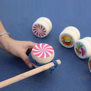 Nostalgic Wooden Large Top, Old-Fashioned Large-Sized Adult, Teenager and Children's Fitness Wooden Ice Monkey