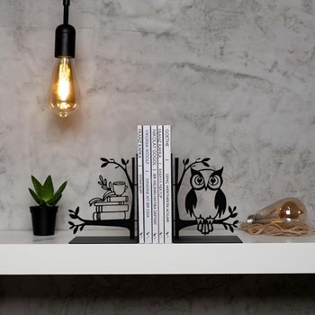 Cross-Border Creative Owl Branch Bookend Iron Art Literary Style Bookend Home Office Desk Decoration Storage Ornaments