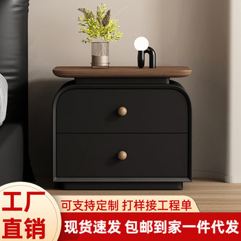 Vintage Cream Style Solid Wood Small Nightstand Italian Minimalist Light Luxury High-End Bedroom Bedside Storage Cabinet