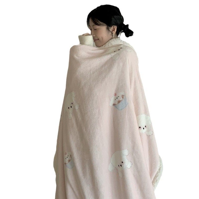 Thickened Lamb Fleece Blanket Office Nap Winter Shawl Blanket Coral Fleece Air Conditioning Sofa Cover Blanket Kindergarten